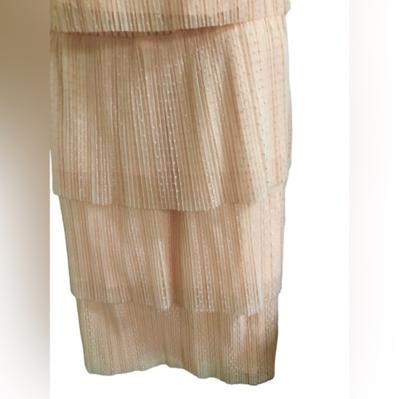 Salmon peach dotted tiered tulle chiffon look halter & skirt set size medium new - Picture 3 of 16